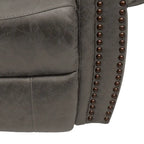 Faux Leather Wall-Hugger Recliner Chair, Single – Saddle Brown / Latte Tan / Fog Grey