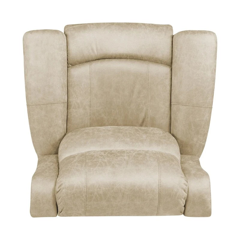 Faux Leather Wall-Hugger Recliner Chair, Single – Saddle Brown / Latte Tan / Fog Grey