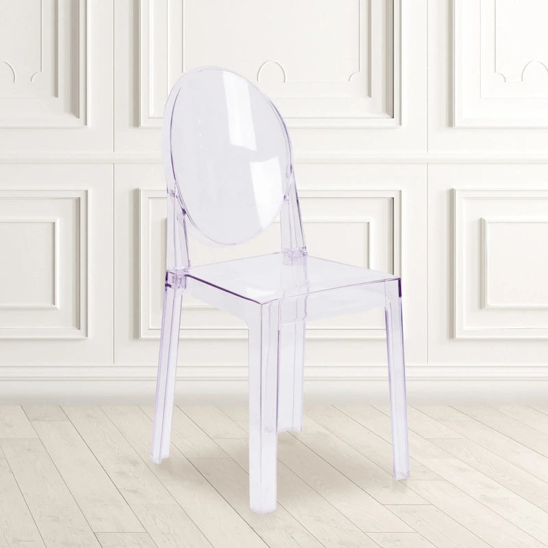 Transparent Crystal Oval Back Chair, Single Seat