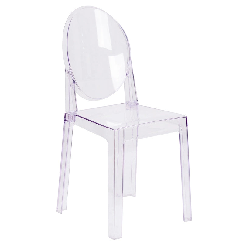 Transparent Crystal Oval Back Chair, Single Seat