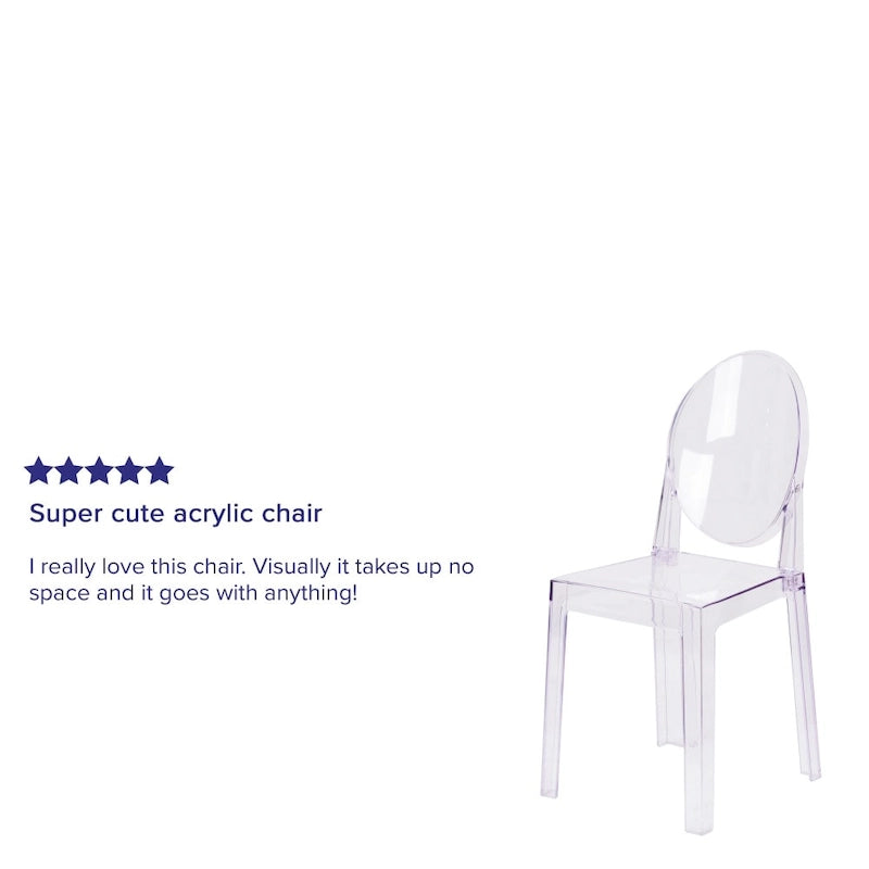 Transparent Crystal Oval Back Chair, Single Seat
