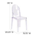 Transparent Crystal Oval Back Chair, Single Seat