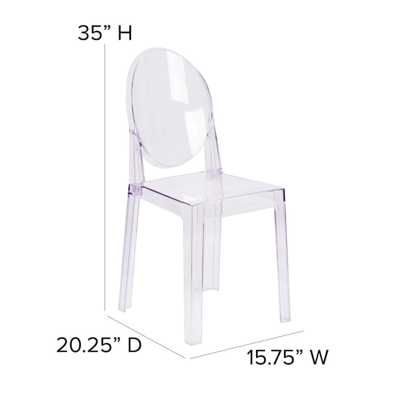 Transparent Crystal Oval Back Chair, Single Seat