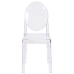 Transparent Crystal Oval Back Chair, Single Seat