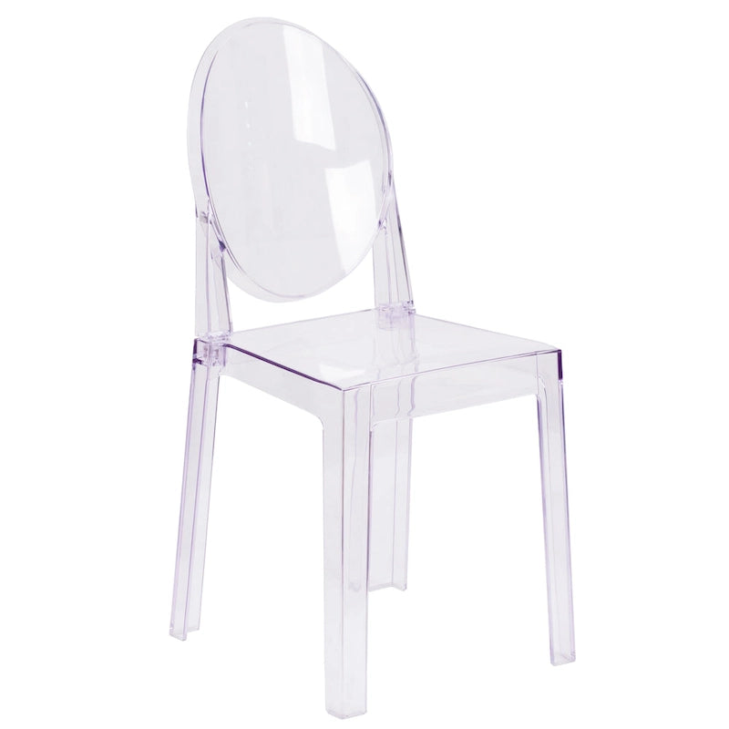 Transparent Crystal Oval Back Chair, Single Seat