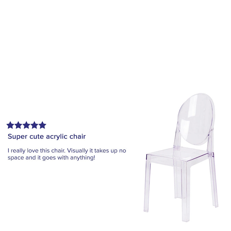 Transparent Crystal Oval Back Chair, Single Seat