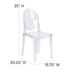 Transparent Crystal Oval Back Chair, Single Seat