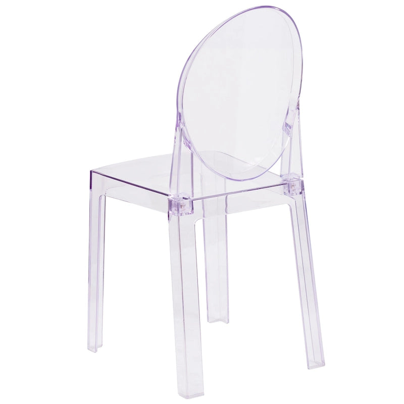 Transparent Crystal Oval Back Chair, Single Seat