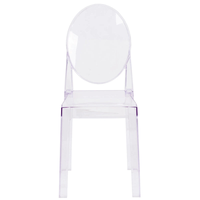 Transparent Crystal Oval Back Chair, Single Seat