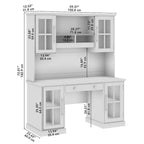 White Ash 60W Computer Desk with Hutch & Storage, Single