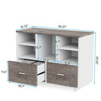 Oak/Gray/Brown Mobile File Cabinet – 2 Drawers & 5 Shelves, 1-Person Use