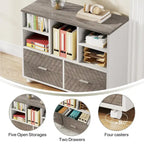 Oak/Gray/Brown Mobile File Cabinet – 2 Drawers & 5 Shelves, 1-Person Use