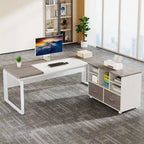 Oak/Gray/Brown Mobile File Cabinet – 2 Drawers & 5 Shelves, 1-Person Use