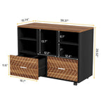 Oak/Gray/Brown Mobile File Cabinet – 2 Drawers & 5 Shelves, 1-Person Use