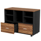Oak/Gray/Brown Mobile File Cabinet – 2 Drawers & 5 Shelves, 1-Person Use