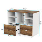 Oak/Gray/Brown Mobile File Cabinet – 2 Drawers & 5 Shelves, 1-Person Use