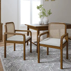 Black / Acorn Rattan Back Dining Chair with Removable Cushion, Set of 2