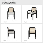 Black / Acorn Rattan Back Dining Chair with Removable Cushion, Set of 2