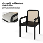 Black / Acorn Rattan Back Dining Chair with Removable Cushion, Set of 2