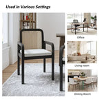 Black / Acorn Rattan Back Dining Chair with Removable Cushion, Set of 2