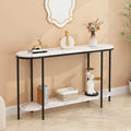 2-Tier Narrow Console Table with Storage Shelves, Black/White & Gold/White