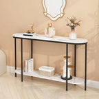2-Tier Narrow Console Table with Storage Shelves, Black/White & Gold/White
