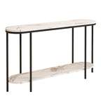 2-Tier Narrow Console Table with Storage Shelves, Black/White & Gold/White