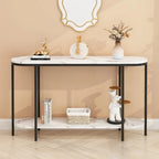 2-Tier Narrow Console Table with Storage Shelves, Black/White & Gold/White