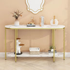 2-Tier Narrow Console Table with Storage Shelves, Black/White & Gold/White