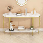 2-Tier Narrow Console Table with Storage Shelves, Black/White & Gold/White