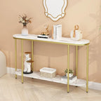 2-Tier Narrow Console Table with Storage Shelves, Black/White & Gold/White