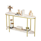 2-Tier Narrow Console Table with Storage Shelves, Black/White & Gold/White