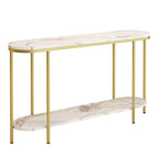 2-Tier Narrow Console Table with Storage Shelves, Black/White & Gold/White