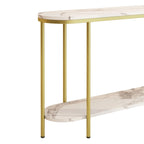 2-Tier Narrow Console Table with Storage Shelves, Black/White & Gold/White