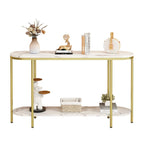 2-Tier Narrow Console Table with Storage Shelves, Black/White & Gold/White