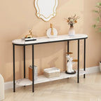 2-Tier Narrow Console Table with Storage Shelves, Black/White & Gold/White