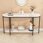 2-Tier Narrow Console Table with Storage Shelves, Black/White & Gold/White