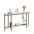 2-Tier Narrow Console Table with Storage Shelves, Black/White & Gold/White