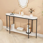 2-Tier Narrow Console Table with Storage Shelves, Black/White & Gold/White