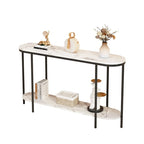 2-Tier Narrow Console Table with Storage Shelves, Black/White & Gold/White