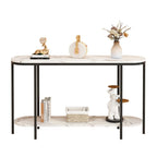 2-Tier Narrow Console Table with Storage Shelves, Black/White & Gold/White