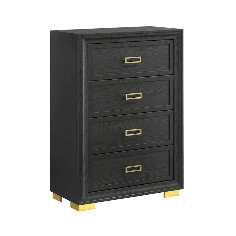 4-Drawer Dresser Chest, Gray & Gold
