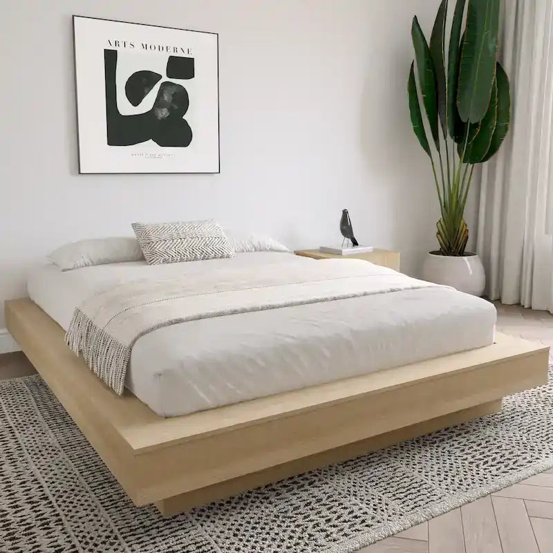 Natural Blonde Oak / Brown Oak Platform Bed Frame – 1 Person