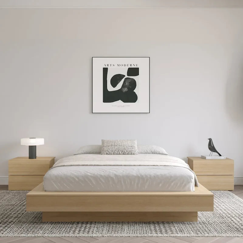 Natural Blonde Oak / Brown Oak Platform Bed Frame – 1 Person