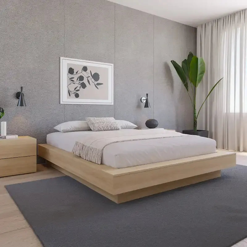 Natural Blonde Oak / Brown Oak Platform Bed Frame – 1 Person