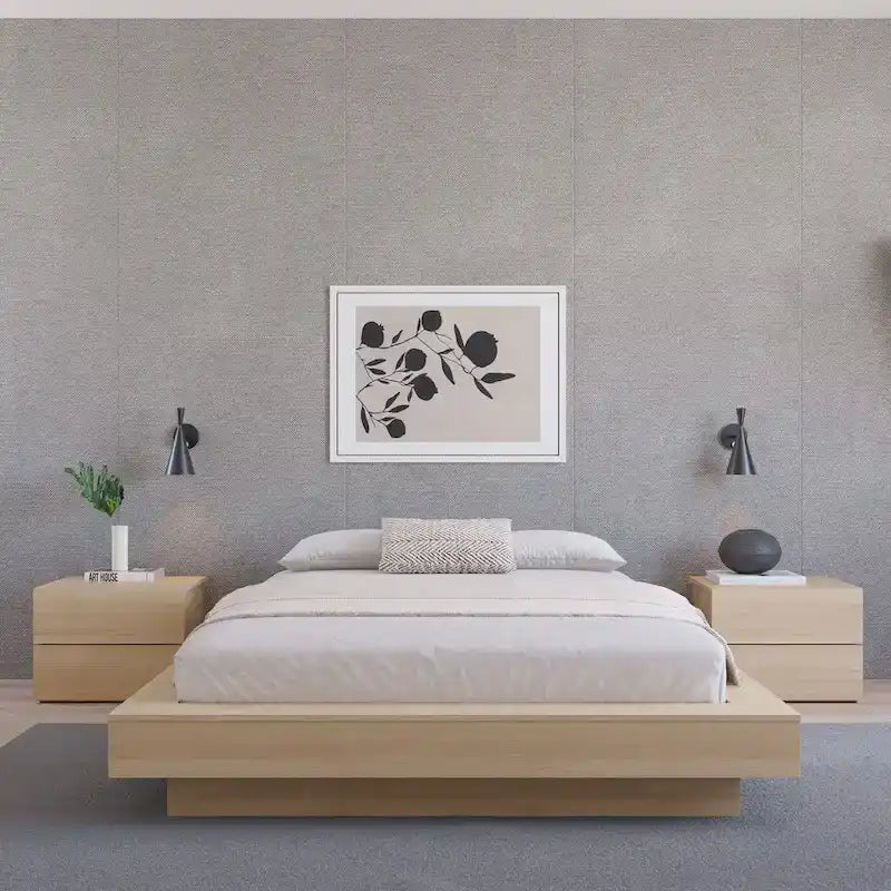 Natural Blonde Oak / Brown Oak Platform Bed Frame – 1 Person