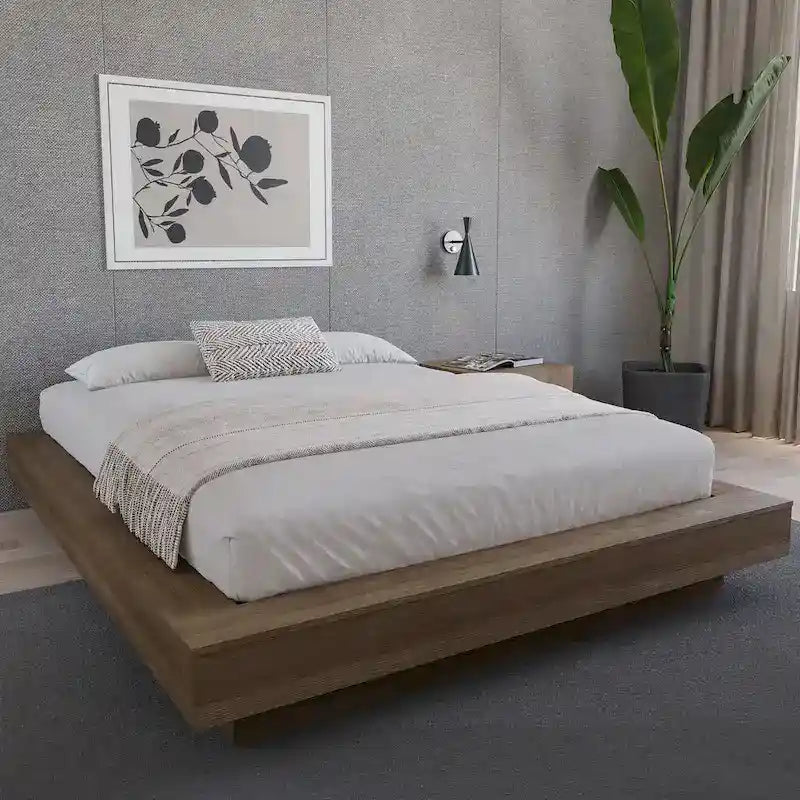 Natural Blonde Oak / Brown Oak Platform Bed Frame – 1 Person