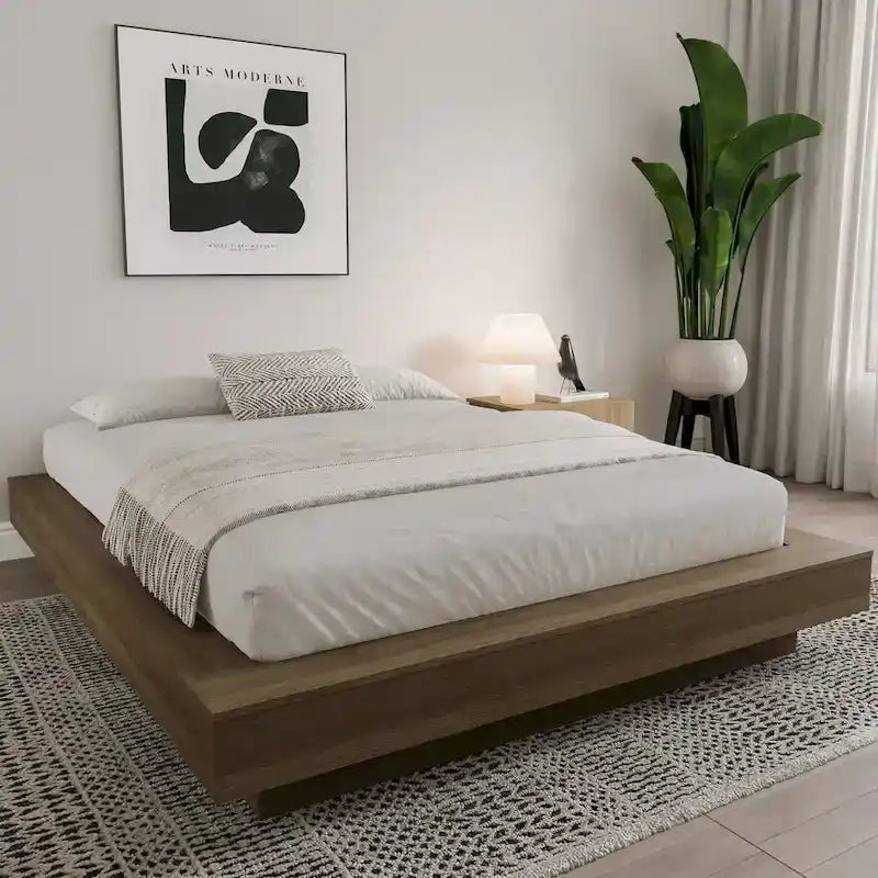 Natural Blonde Oak / Brown Oak Platform Bed Frame – 1 Person