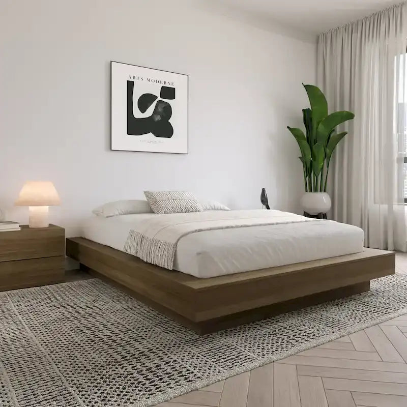 Natural Blonde Oak / Brown Oak Platform Bed Frame – 1 Person