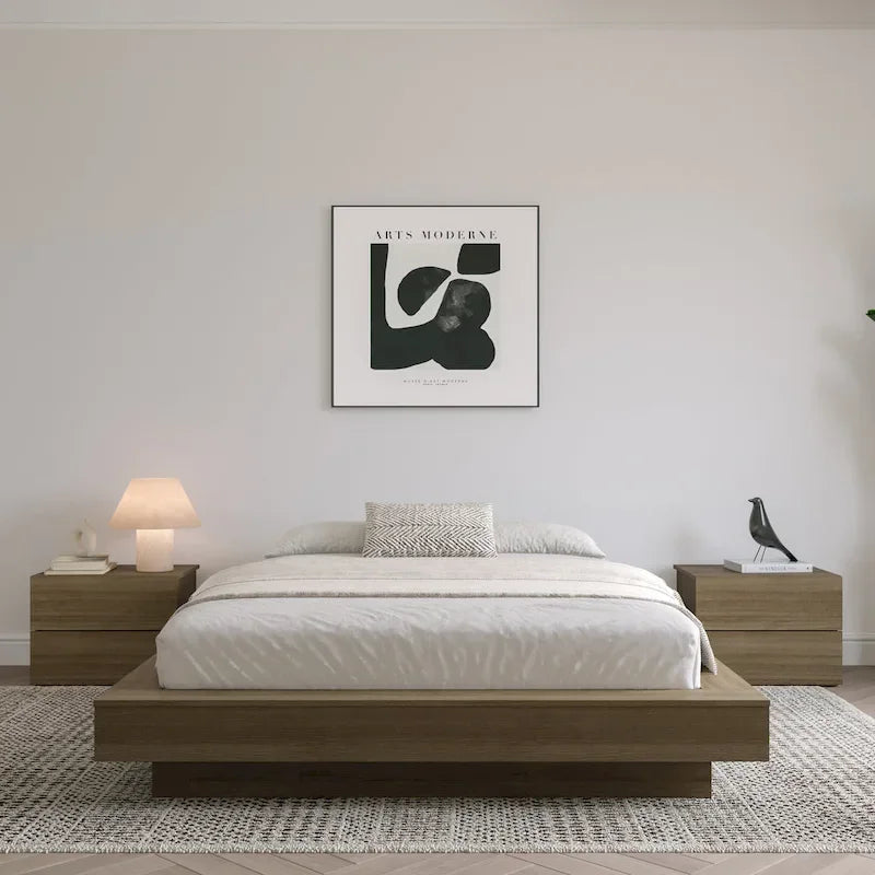Natural Blonde Oak / Brown Oak Platform Bed Frame – 1 Person
